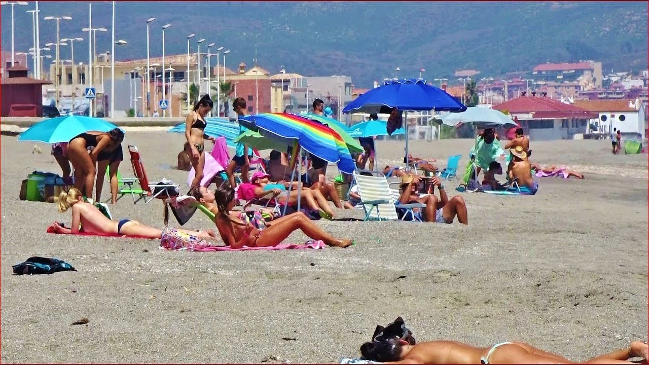 SPAIN, BEACH in La Linea, With Beautiful Gibraltar Rock