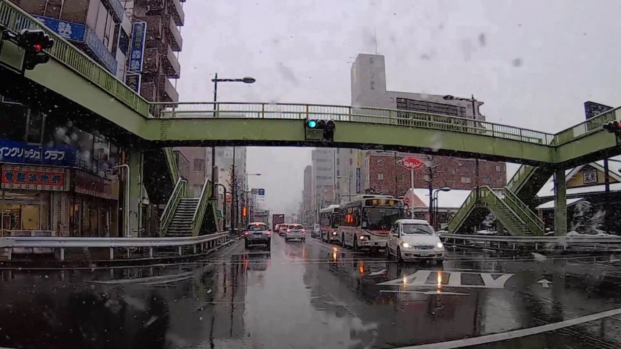 熊谷市　５４年ぶり１１月の初雪　17号下り 熊谷市街　【 車載動画 】
