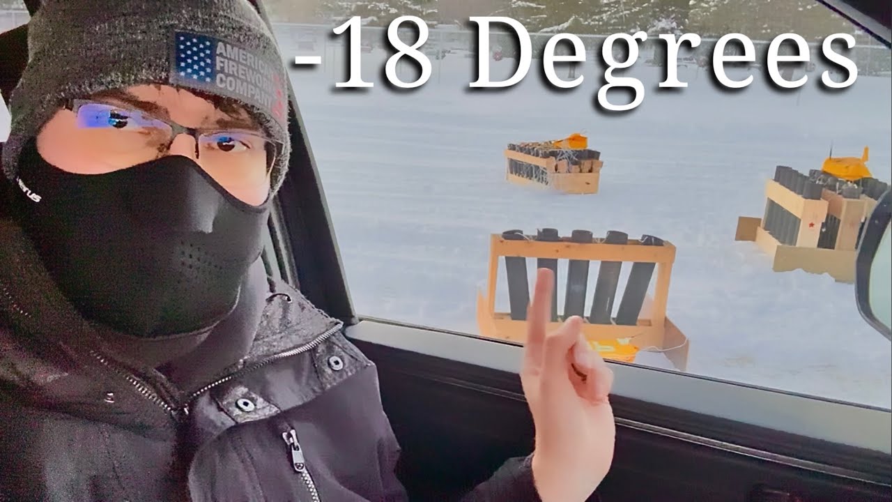 Запуск фейерверка на морозе