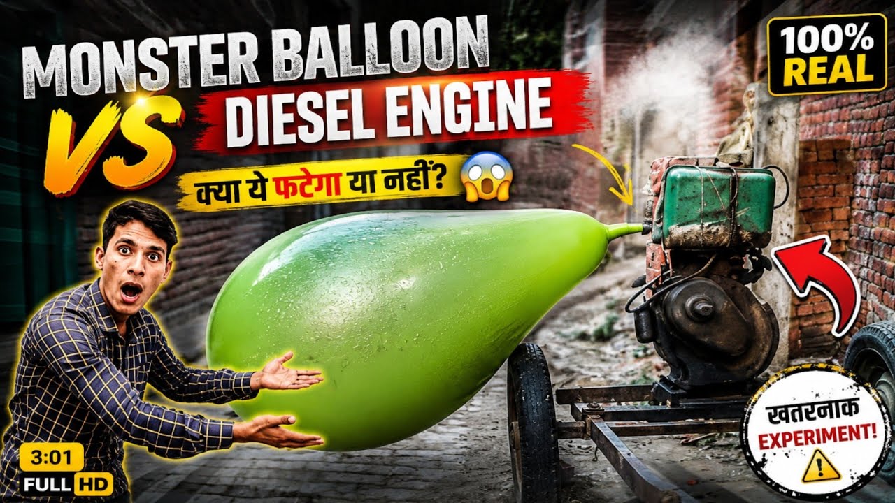 Monster Balloon vs Diesel Engine | balloon vs diesel engine | क्या मोनिस्टर गुब्बारा फट पाएगा ||
