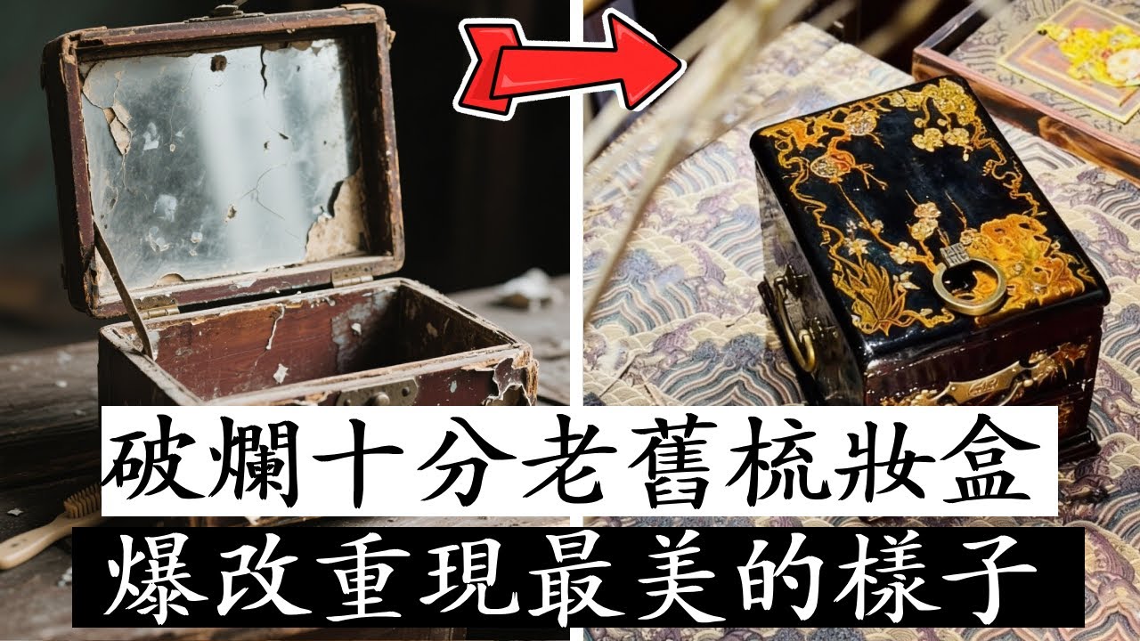 破爛老梳妝盒，用生漆和彩貝鑲嵌的工藝爆改，讓它重現最美的樣子吧