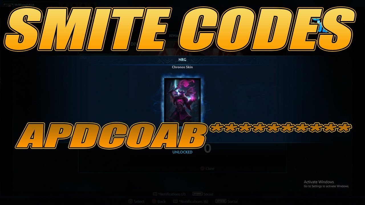 SMITE WORLDS 2018 CODE DIVINE CHEST NRG CHRONOS SKIN