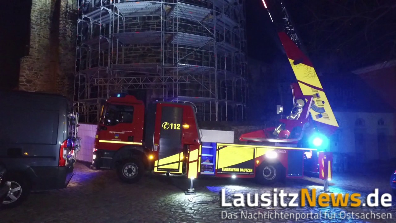 24h Berufsfeuerwehr Bautzen - 3. Einsatz: Brand auf Gerüst Wasserturm