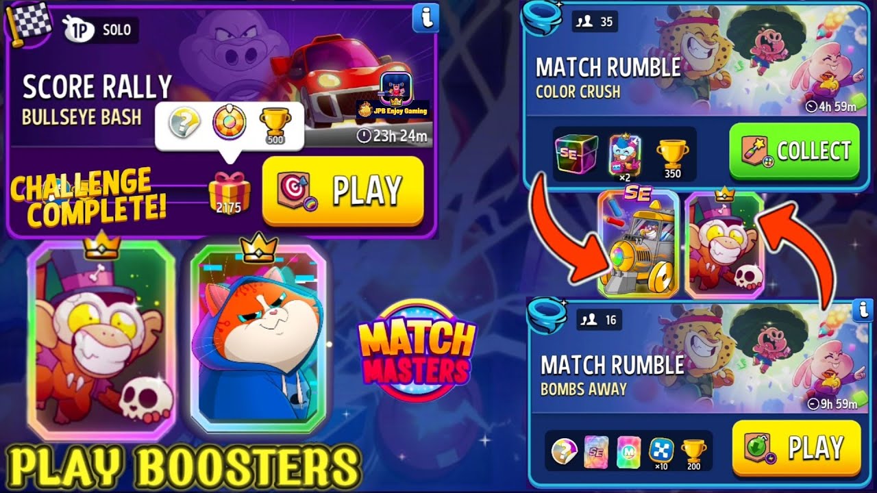 Score Rally Bullseye+Bash Rainbow Solo Challenge/ 2175 Score/ Play 2 Match Rumble/Match Masters