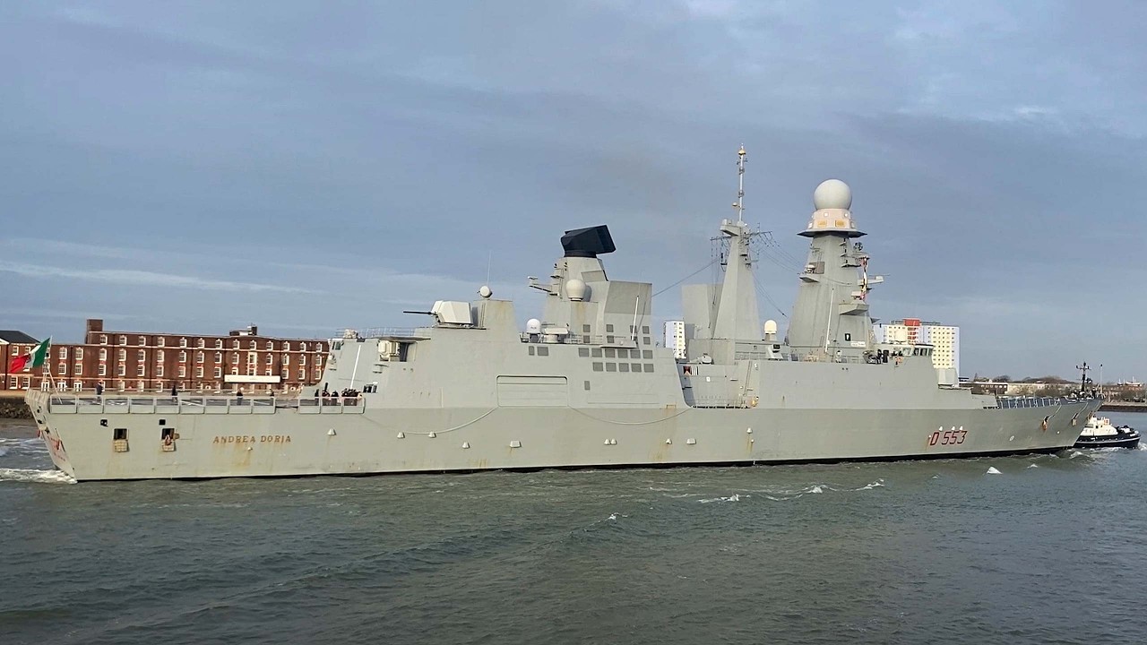 Italian air defence destroyer Andrea Doria arrives in Portsmouth