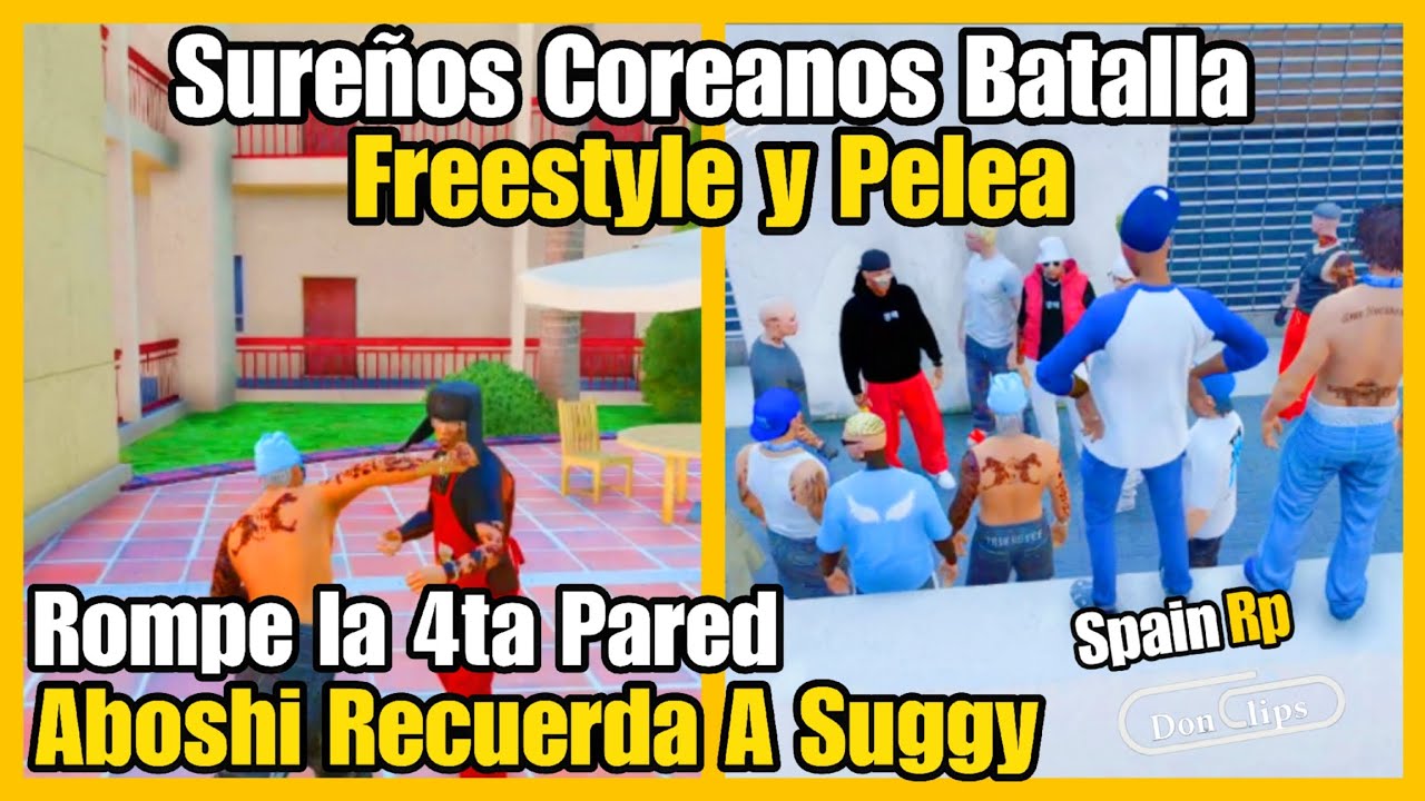 LOS SUREÑOS y COREANOS BATALLA FREESTYLE y PELEA, ABOSHI ROMPE LA 4TA PARED Recuerda a SUGGY SpainRp