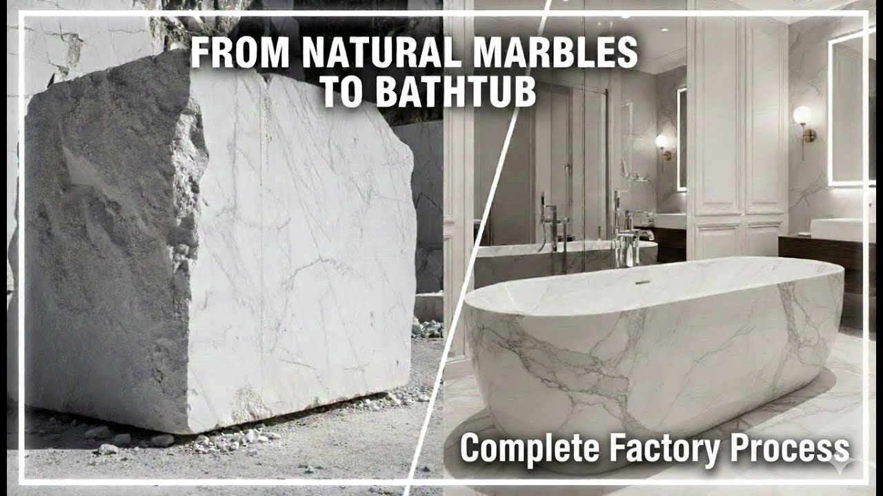How Natural Marble Bathtubs Are Made in Factory | Full Production Process