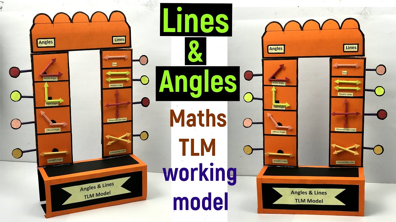 lines and angles working model - maths tlm project model - types of lines and angles model