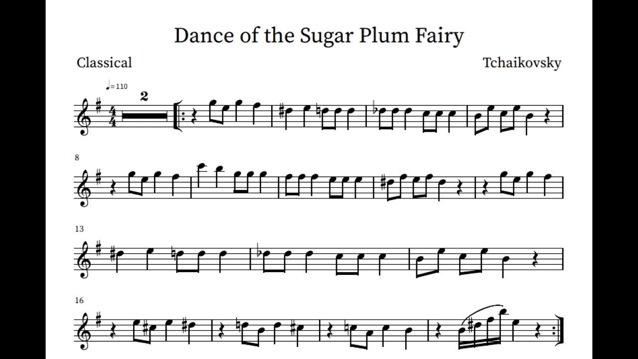 Dance of the Sugar Plum Fairy (Violin/Flute) - Sheet Music Play-Along