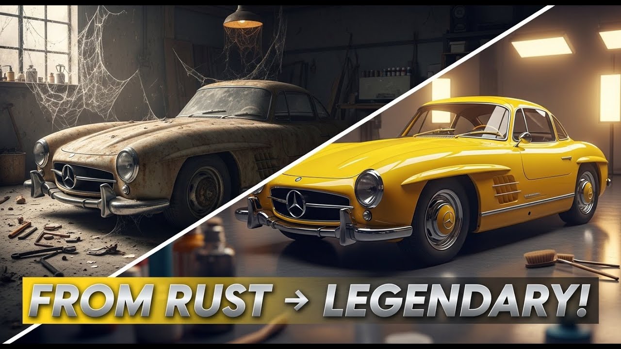 ASMR Metal Toy Restoration Full Rebuild of Yellow Schuco Mercedes Benz 300SL 1952 from Abandoned Con