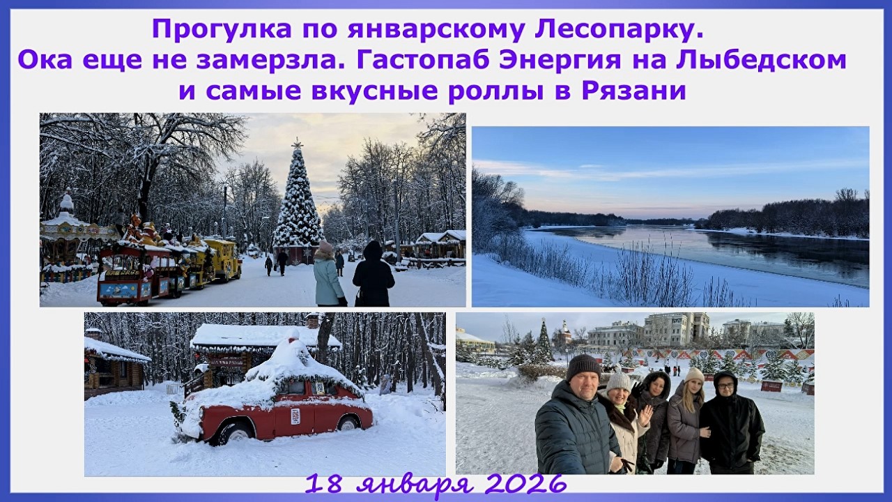 Гуляем по январскому Лесопарку.Ока еще не замерзла.Гастропаб Энергия и самые вкусные роллы в Рязани
