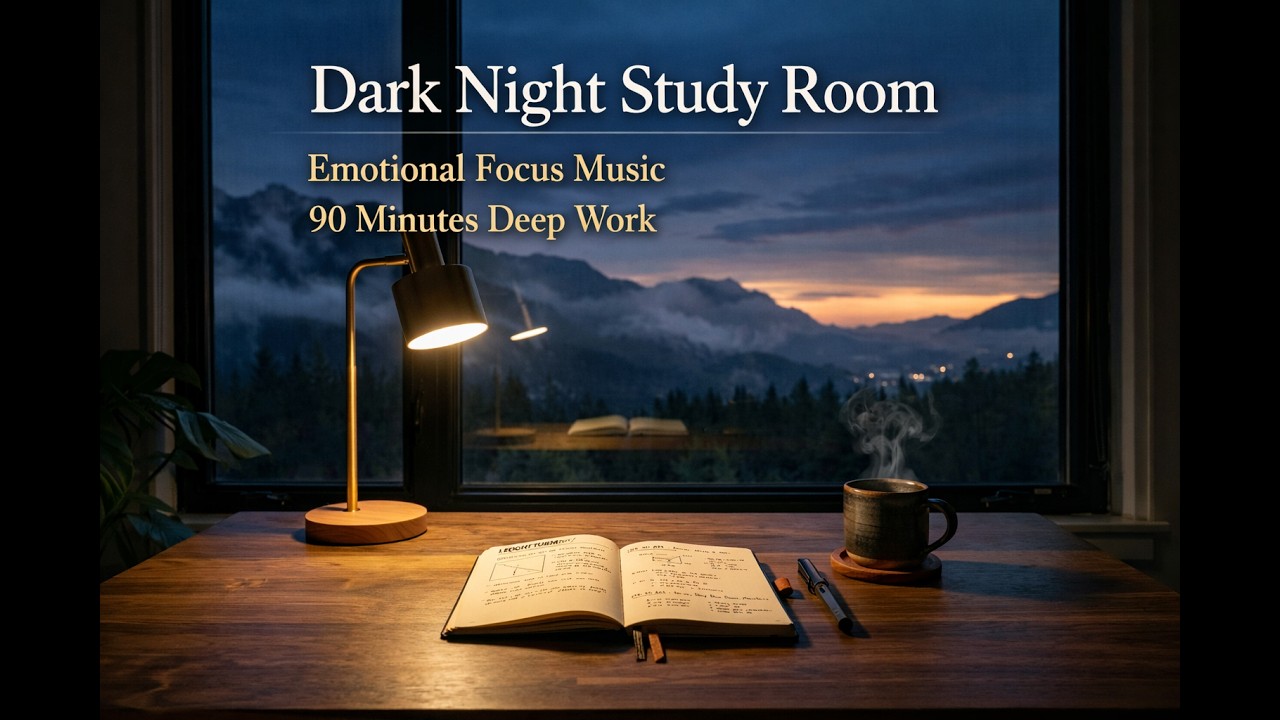 Dark Night Study Room | Emotional Focus Music | 90 Minutes Deep Work