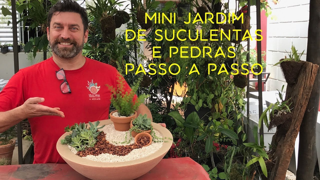 Mini Jardim de Suculentas e Pedras Passo a Passo