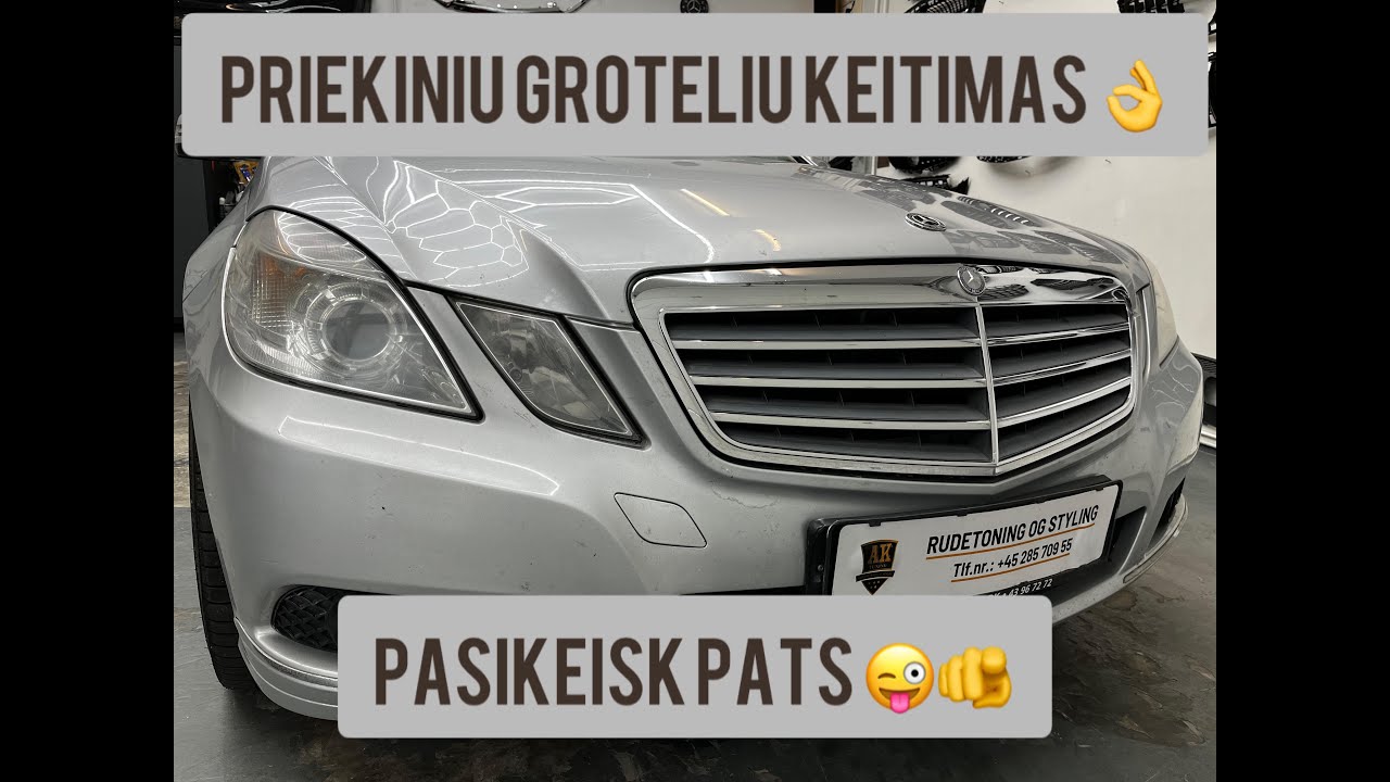 Kaip pasikeisti priekines groteles Mercedes E klasei w212 (2010)-zingsnis po zingsnio