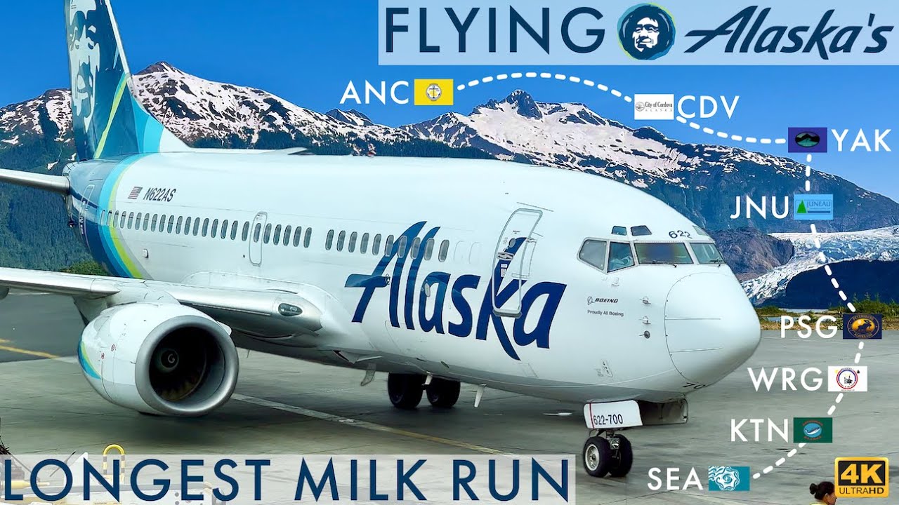 [4K] – Flying Alaska's Longest Milk Run – FULL FLIGHT – 7 Stops – ANC-CDV-YAK-JNU-PSG-WRG-KTN-SEA