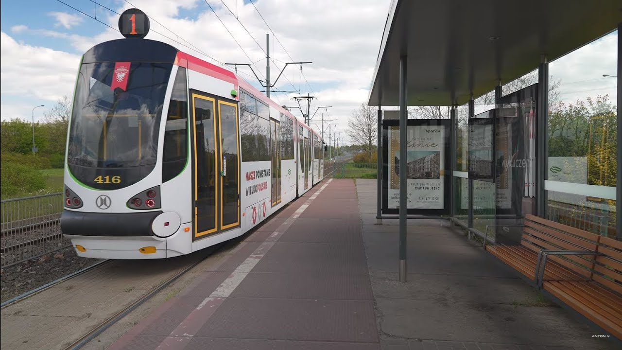 Poland, Poznań, tram 1 ride from Rynek Łazarski to Franowo