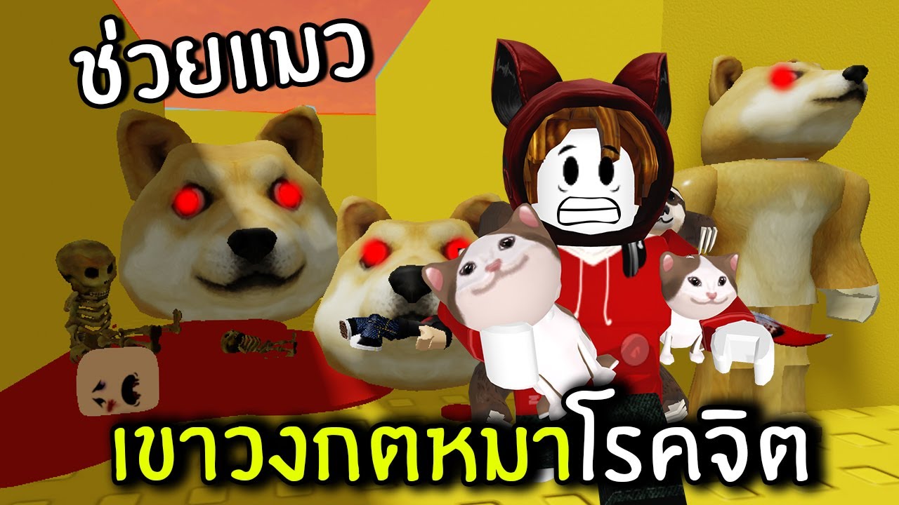 ช่วยแมวจากเขาวงกตหมาโรคจิต | Roblox Doge Head Escape
