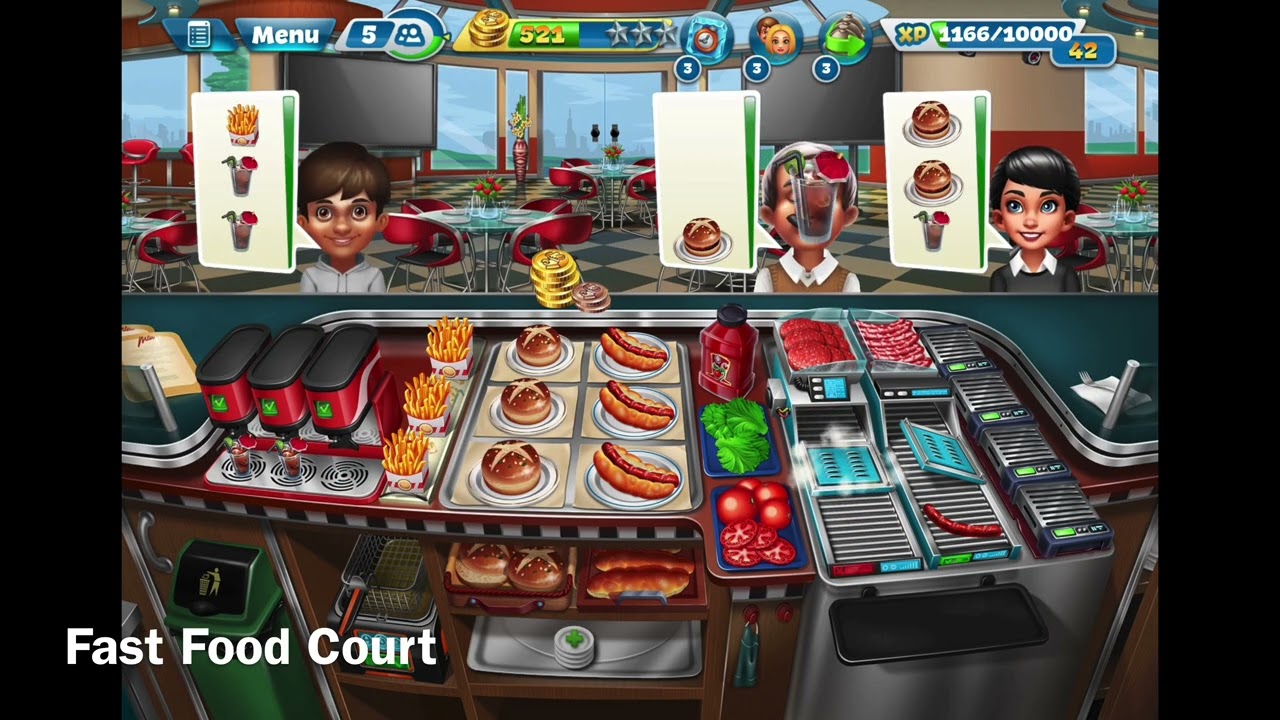 Cooking Fever Restaurant trilogy - sports bar, bakery, fast food court