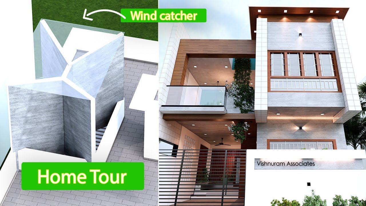 Wind Catcher கொண்ட அழகான முற்றம் வீடு | 27x54 House plan | construction | housedesign | Architects
