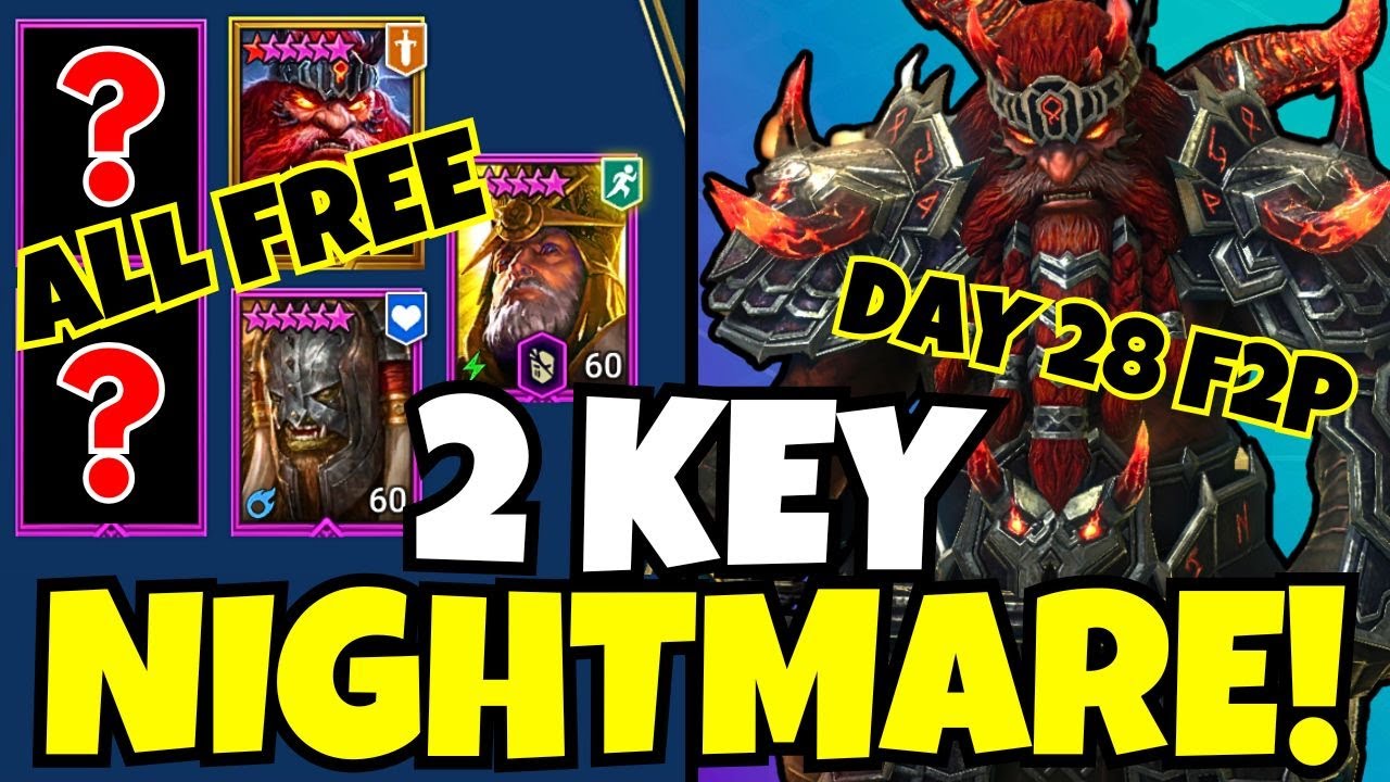 FULL FREE 2 Key Nightmare CLAN BOSS Team - Day 28 F2P!!! [Raid: Shadow Legends]