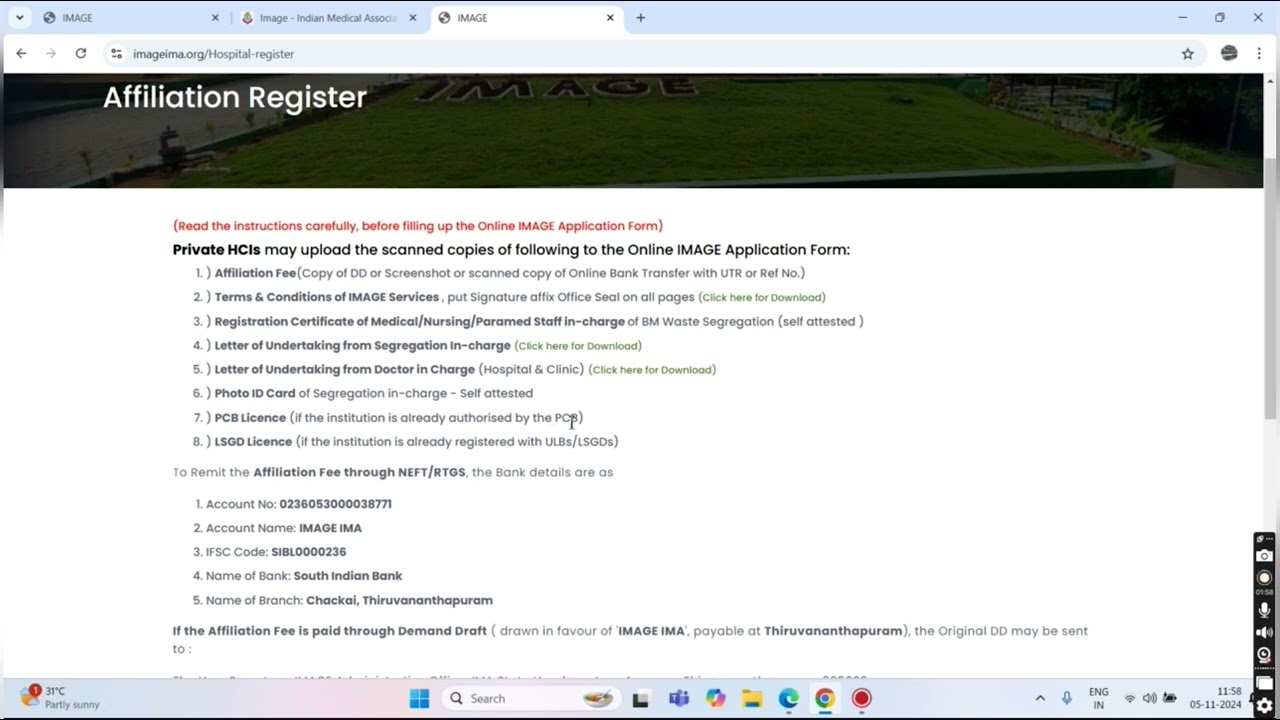 How to apply for IMAGE Affiliation (Registration)