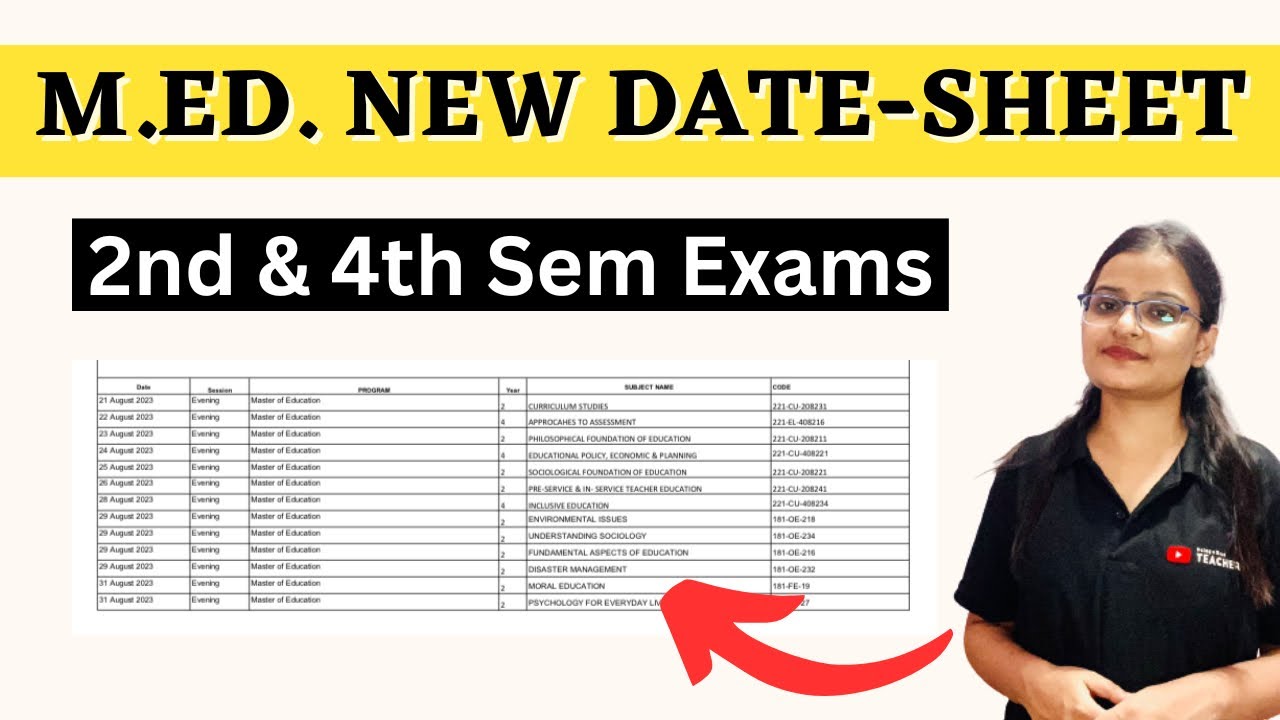 📣 New Date-Sheet Released for M.Ed. 2nd & 4th Semester | Haryana University