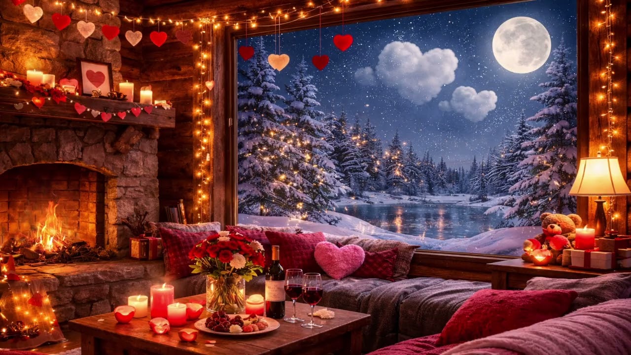 Cozy Snow Cabin Night ❄️ 3 Hour Fireplace Ambience — Deep Sleep & Study Background