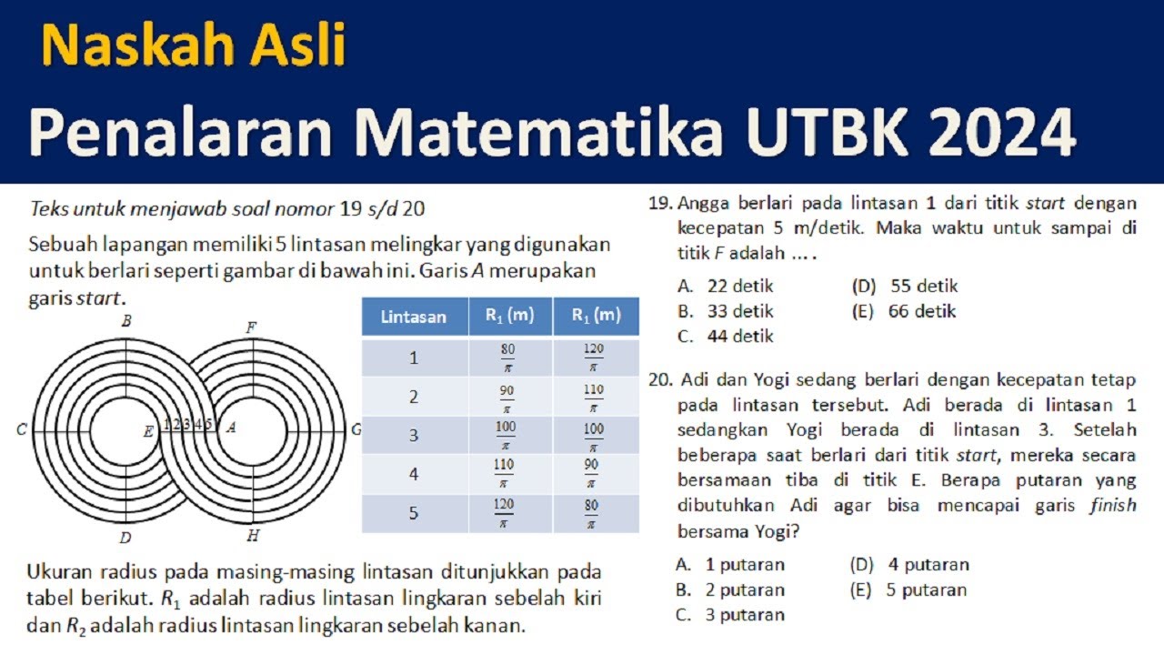 Paket 2 Naskah Asli Penalaran Matematika SNBT 2024 Teks 06 Topik: Lintasan Lari Melingkar