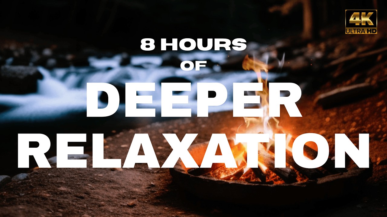 8 Hours of Pure Relaxation & Deep Sleep - Running Water & Campfire Sounds - No Music