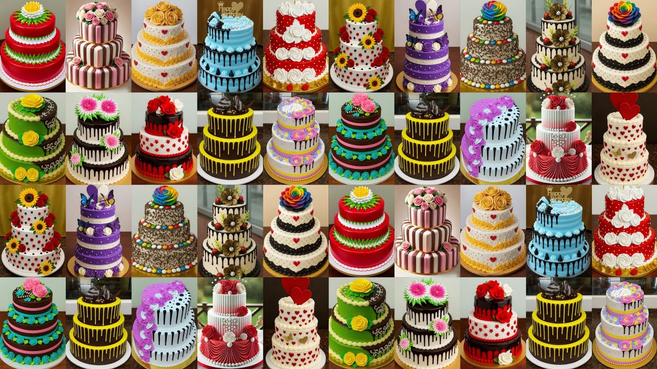 🌈💞 Birthday Cake Ka Photo/Anniversary Cake/3 Tier Cake Design/3 Layer Cake Design/Black Forest Cake