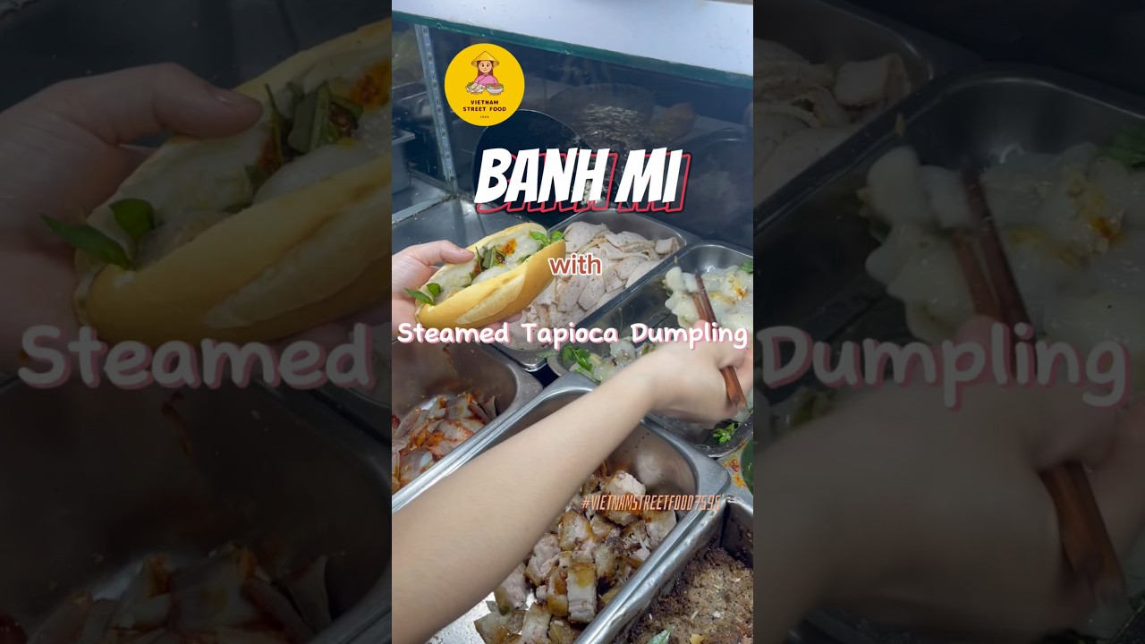 The most #rare Banh Mi in the world. #banhmi with Steamed Tapioca #dumplings #streetfood #vietnam