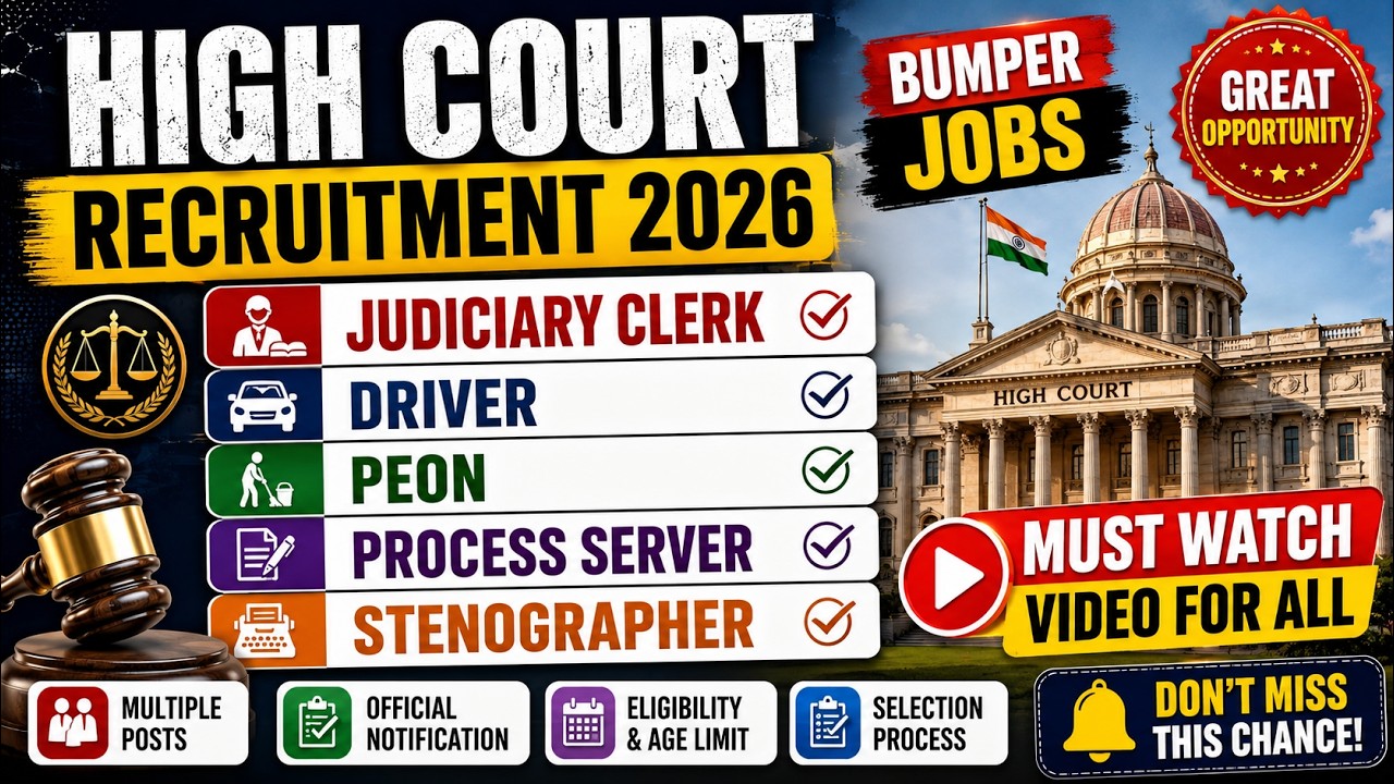 HP High Court Recruitment 2026 !! Clerk, Stenographer, Process Server, Driver & Peon !!