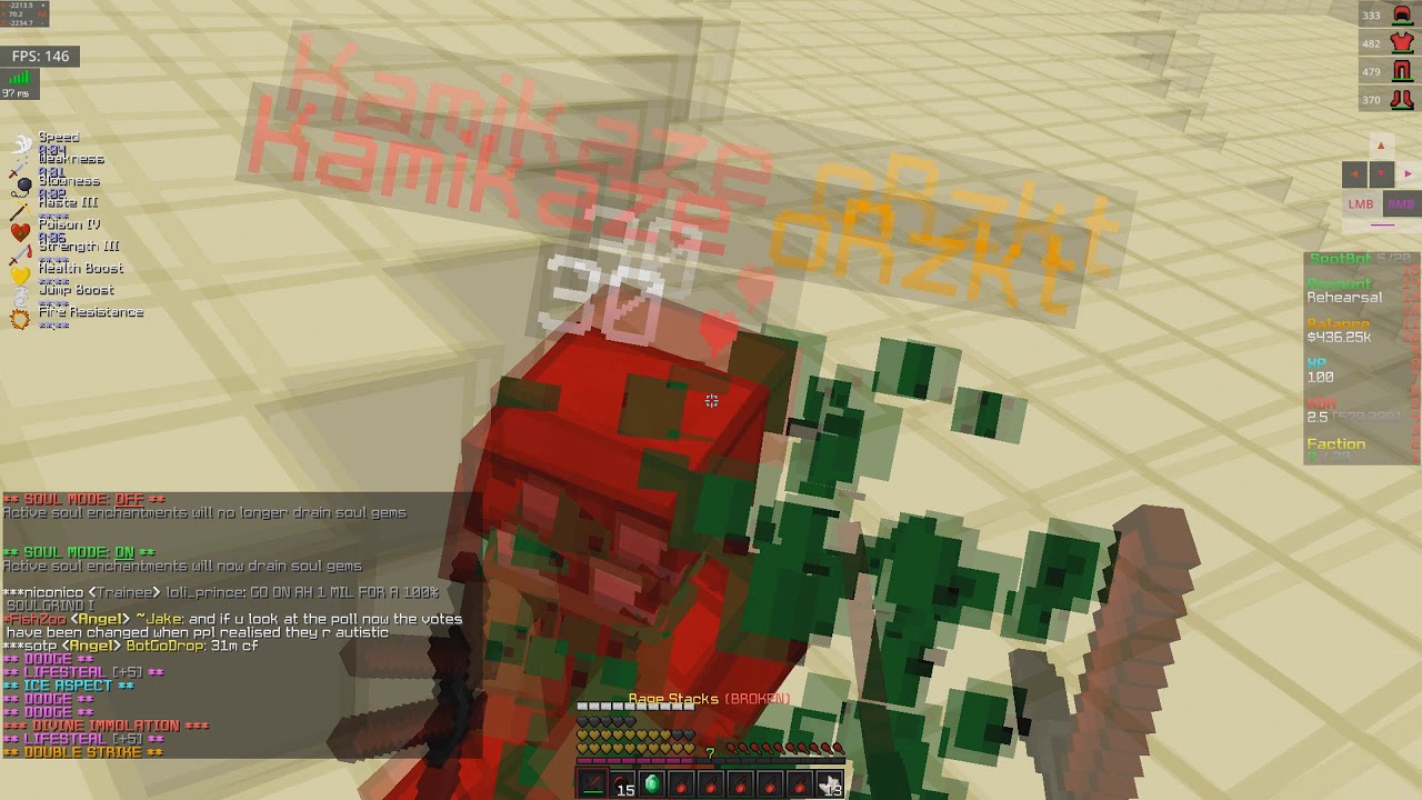 Fantasycloud (Cosmicpvp test server) Buttloads of clean 14lore god kills!