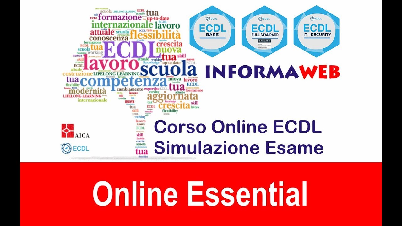 Simulazioni Esami ICDL Modulo Online Essentials - Certificazione Internazionale Alfabetiz. Digitale