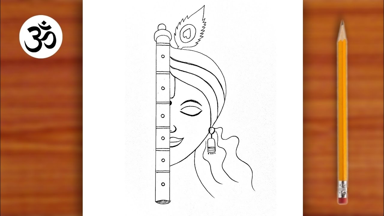 How to draw Krishna Half face || Easy Drawing for Beginners || krishna drawing Easy