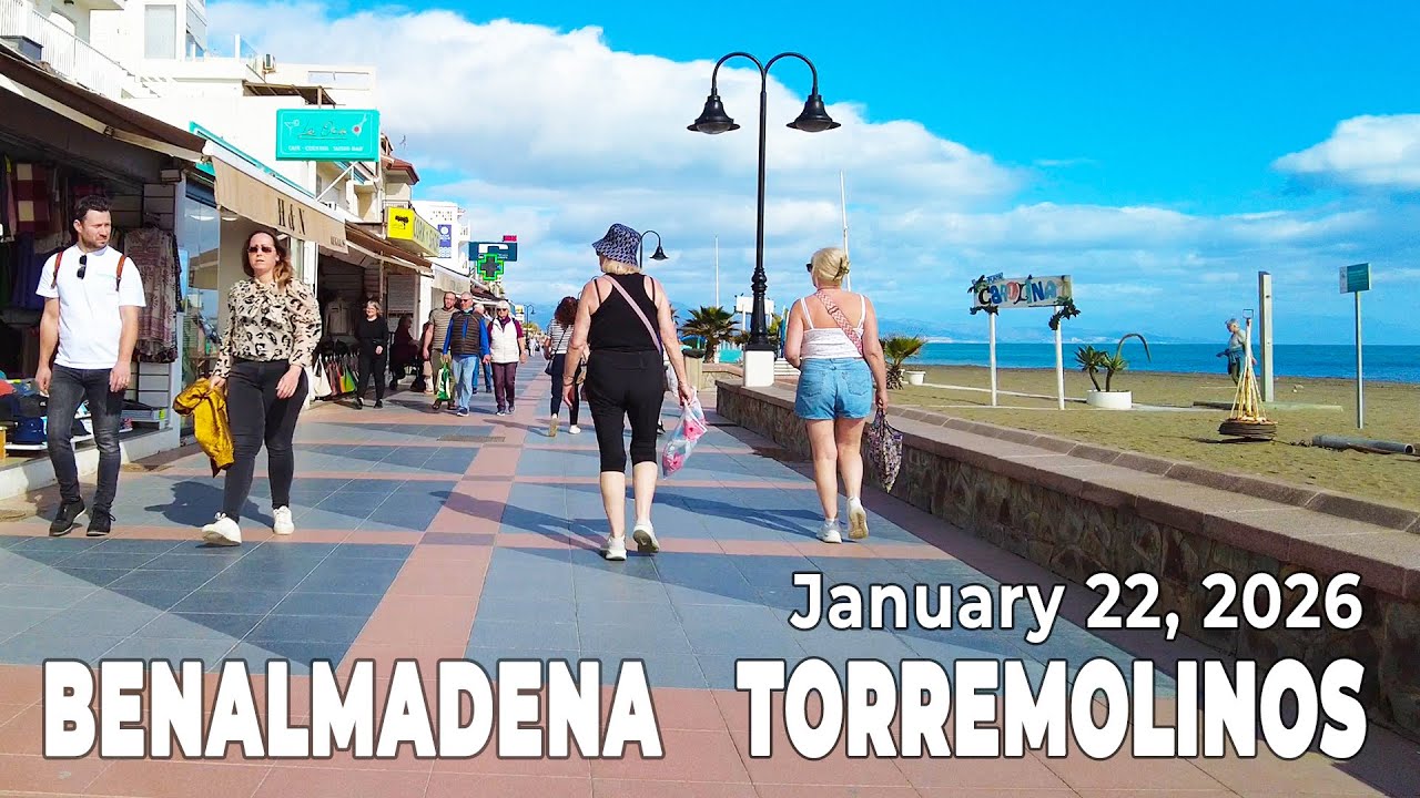 Benalmadena Torremolinos January 22, 2026 Promenade Walk Malaga Costa del Sol Spain [4K]