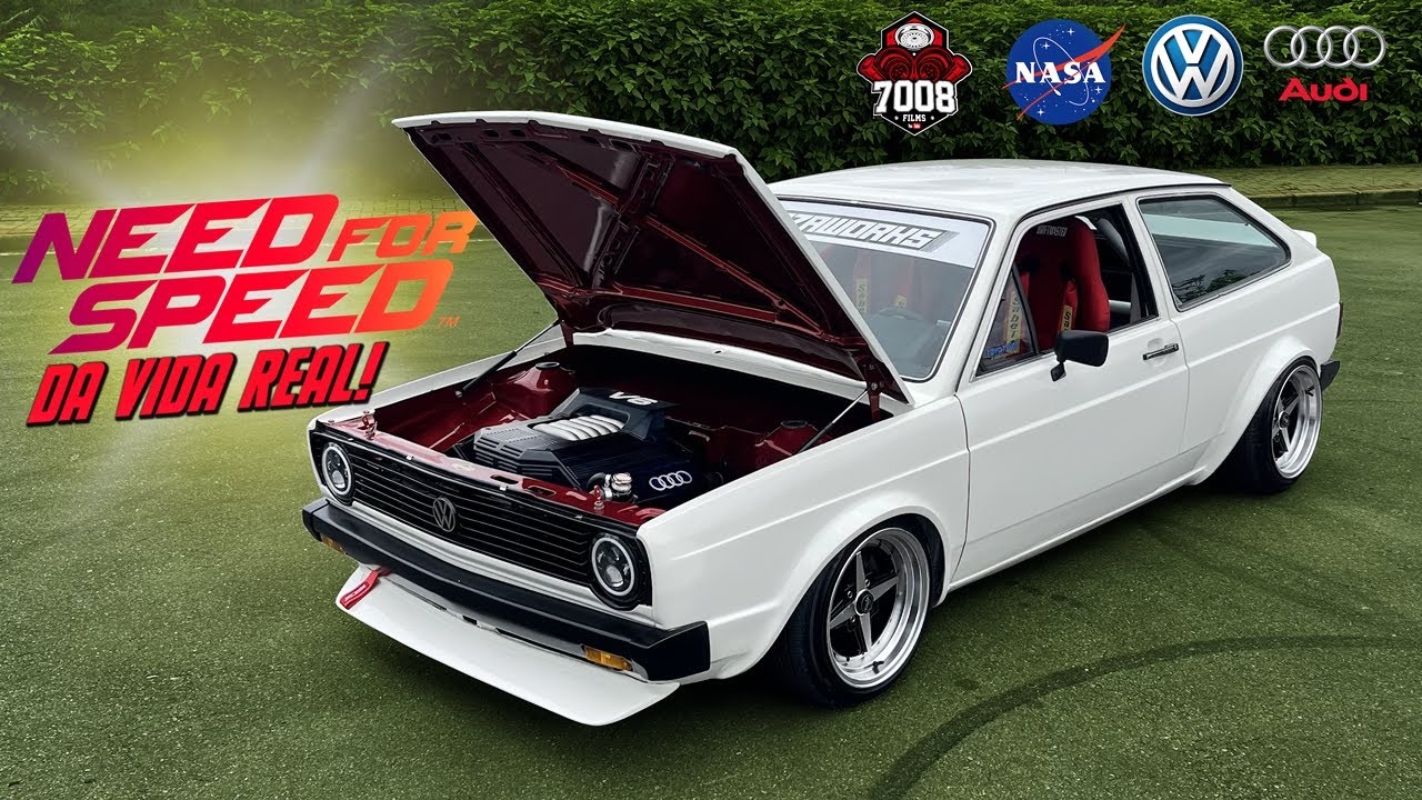 GOL QUADRADO COM MOTOR DE AUDI V6 PARALAMAS EM FIBRA ALARGADOS FRENTE PASSAT + AERO E SUSP A AR