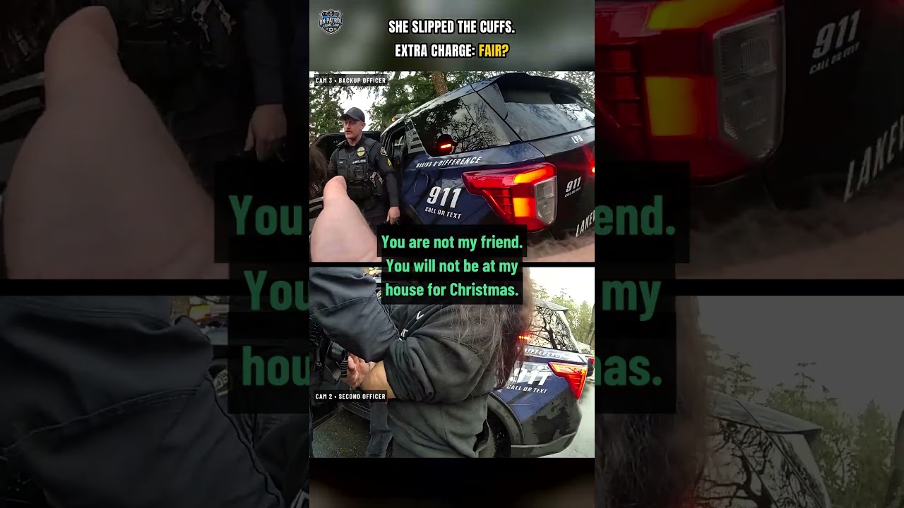 🚫 Она освободилась от наручников. Сержант добавил обвинение. Справедливо? #бодикамера #полиция