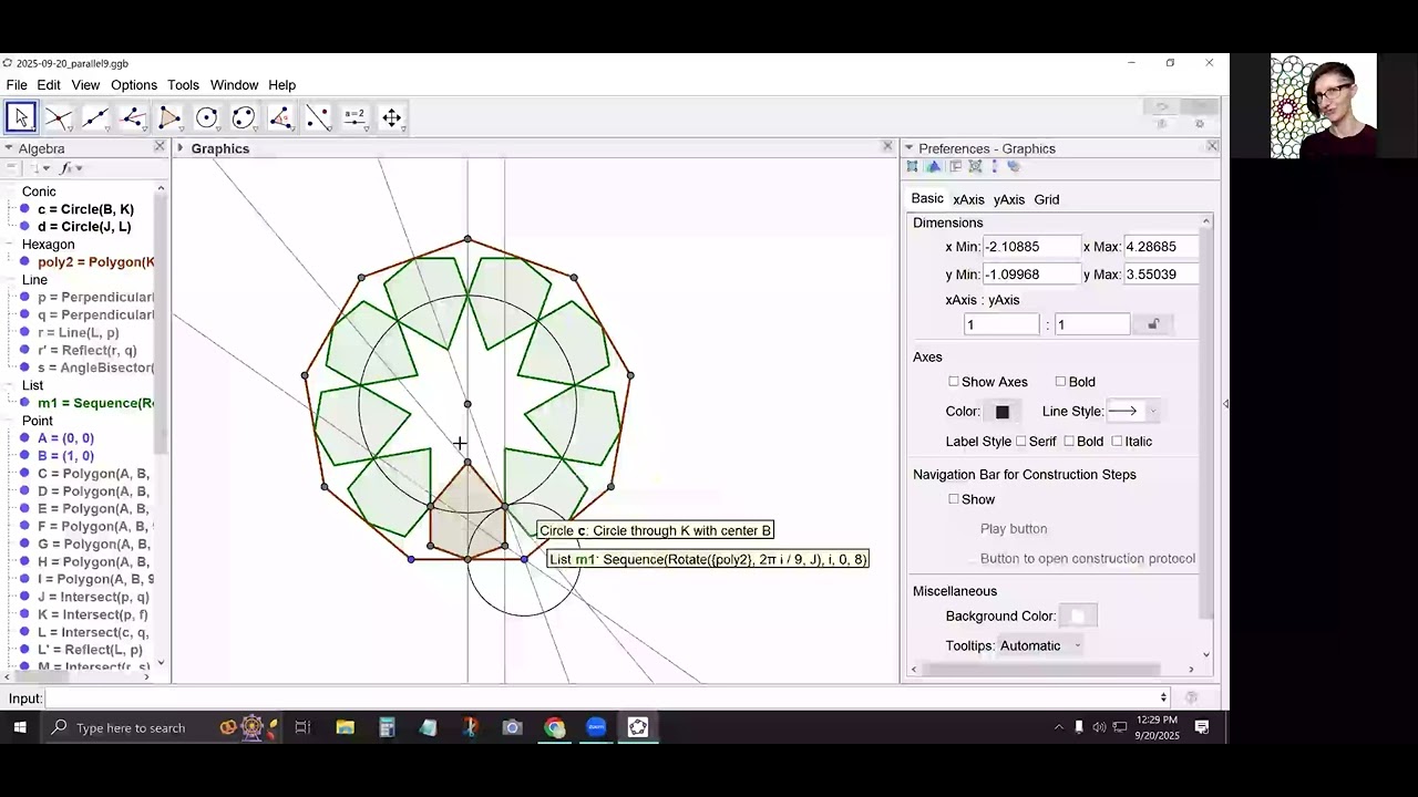Avoiding Open Paths - Constructing Parallel 9-fold Star Rosette in GeoGebra