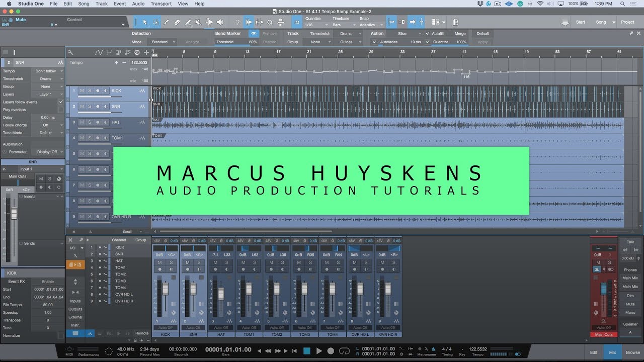 Improved Manual Tempo Mapping In Studio One 4.1.1 - Part 1