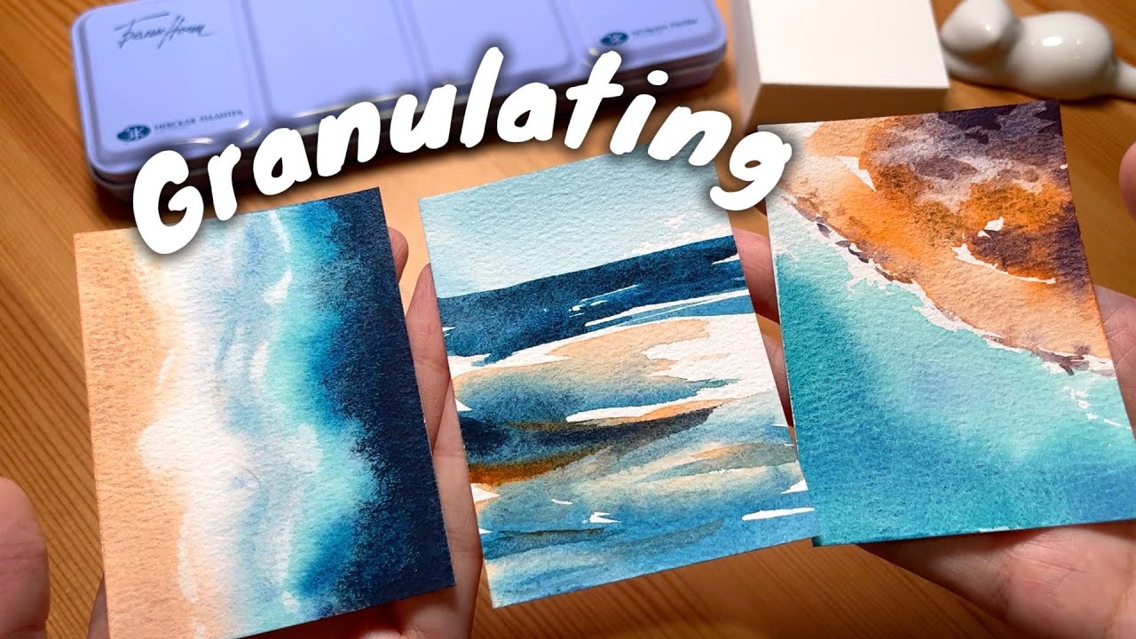 White Nights Granulating Watercolour Ocean Painting