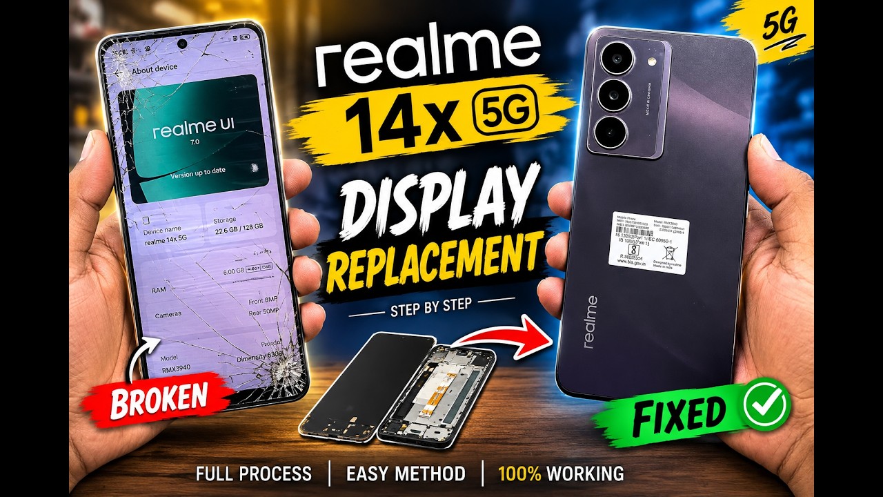 Realme 14x 5G Display Change Full Process | Broken Screen Repair