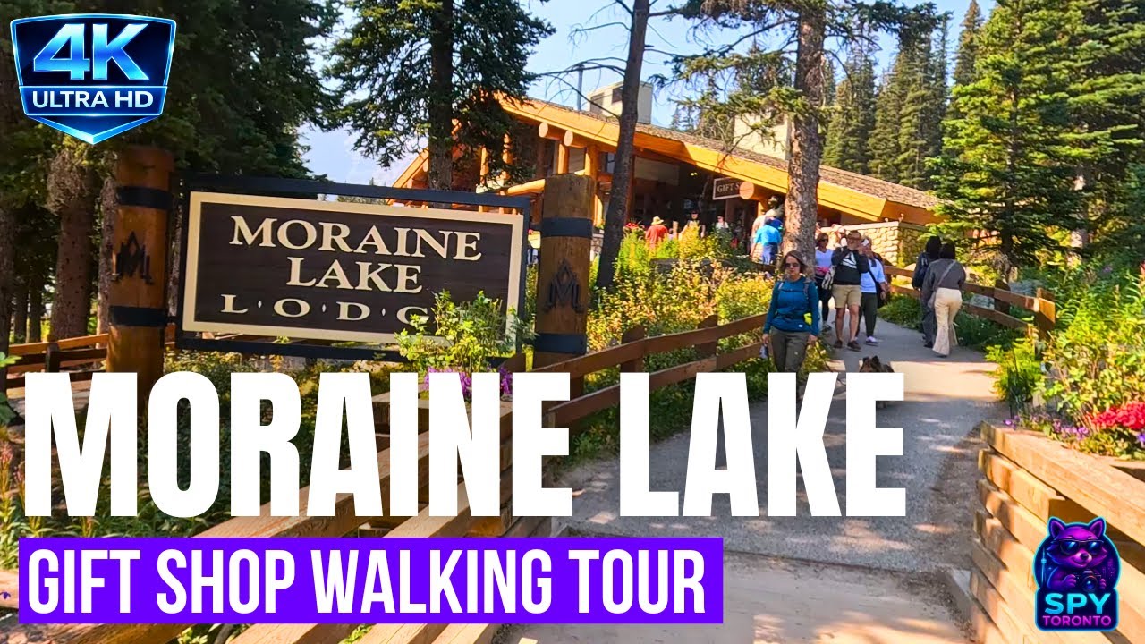 Walking Tour of Moraine Lake Souvenir Shop in Banff National Park Alberta 4K