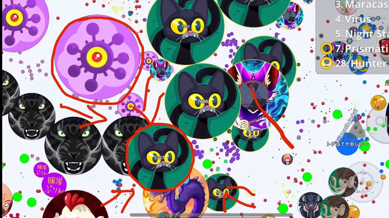【Agar.io Mobile】3個のチーターLIVEと取り合い vs 3 HACKER TRIBE