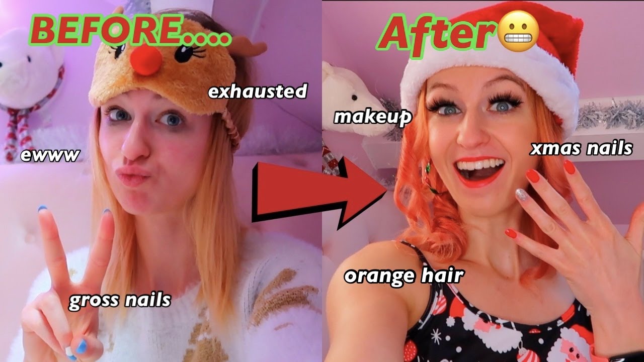24 HOUR *EXTREME* XMAS GLOW UP!😱*dyed my hair BRIGHT ORANGE....mental breakdown* | Vlogmas Day 10