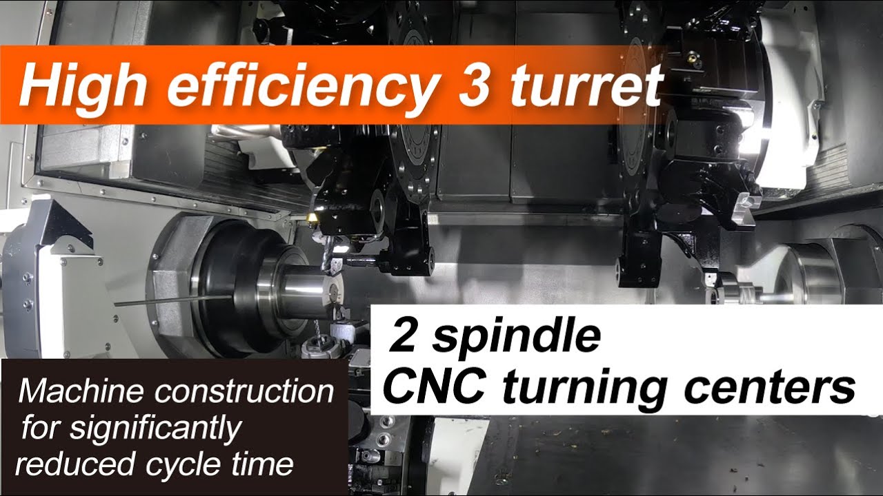High efficiency 3 turret / 2 spindle CNC turning centers HQR-200/3 NEO