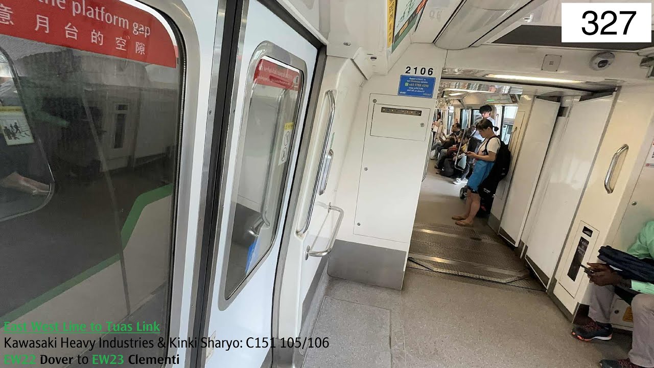 ⁴ᴷ [Didn't swap out] SMRT Trains, EWL Train Ride [Dover → Clementi] - Kawasaki C151 105/106