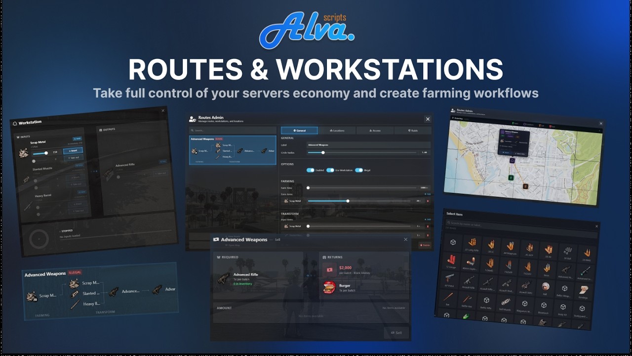 Dynamic Routes, Farming, Workstation, Selling [ESX/QB] [Escrowed]
