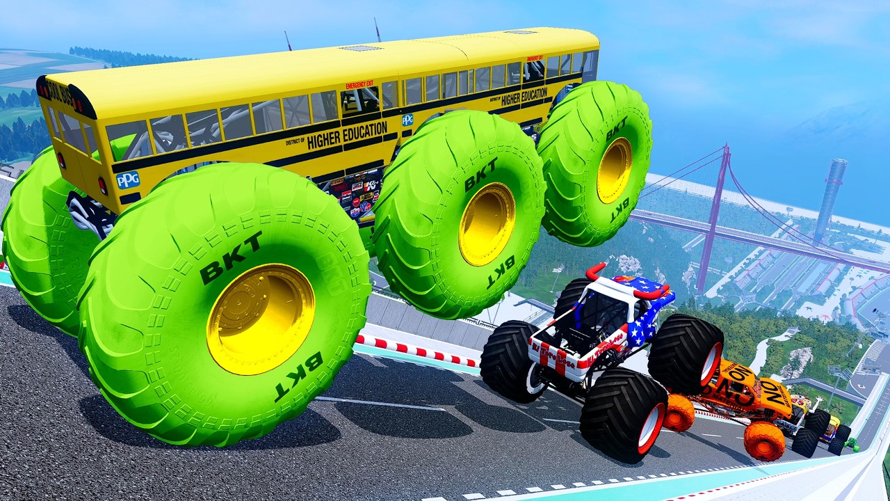 Epic High Speed monster trucks jumps stunts & crashes #124 | BeamNG Drive