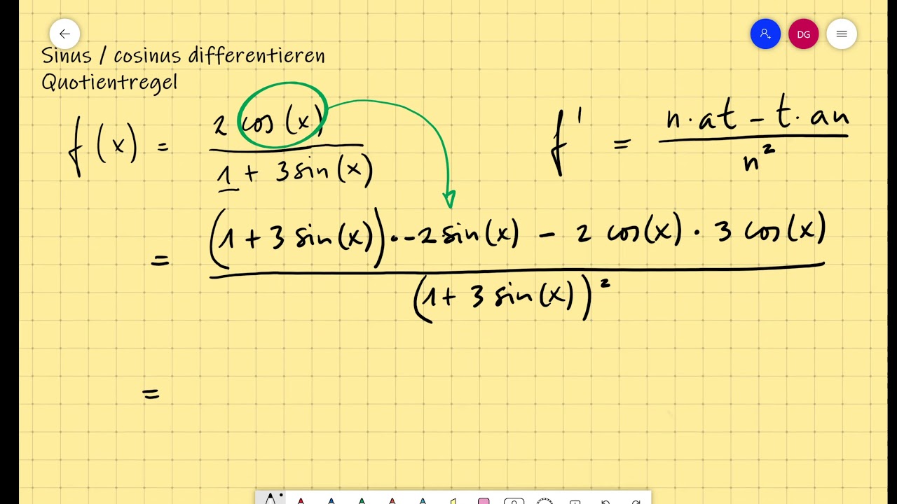 sinus / cosinus differentieren quotientregel